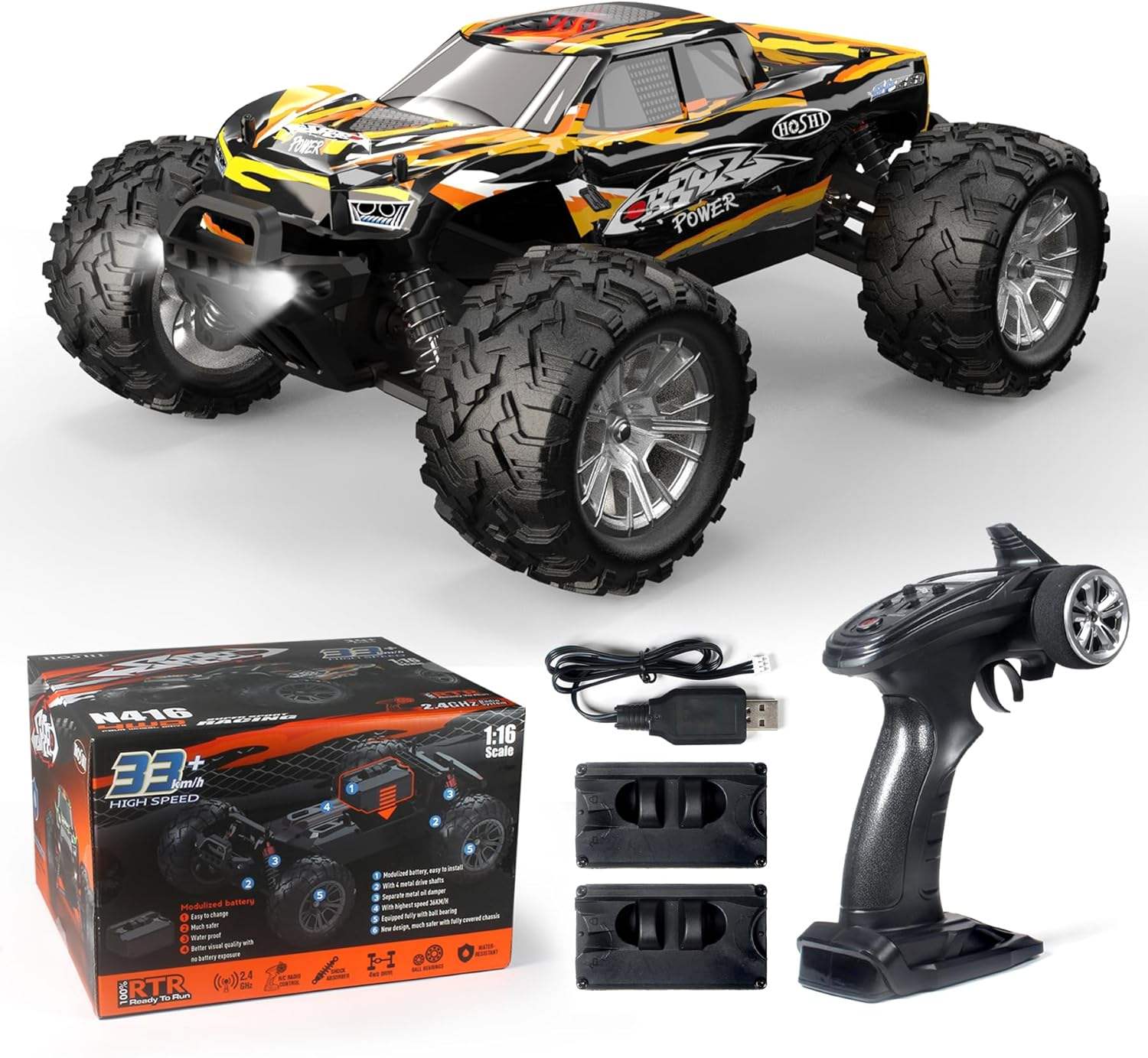 N416 1/16 Scale 4WD High Speed RC Racing Car 36KM/H 2.4GHz Electric Off-Road Drift Vehicle 90M Remote Control RTR Hobby Grade - Image 5