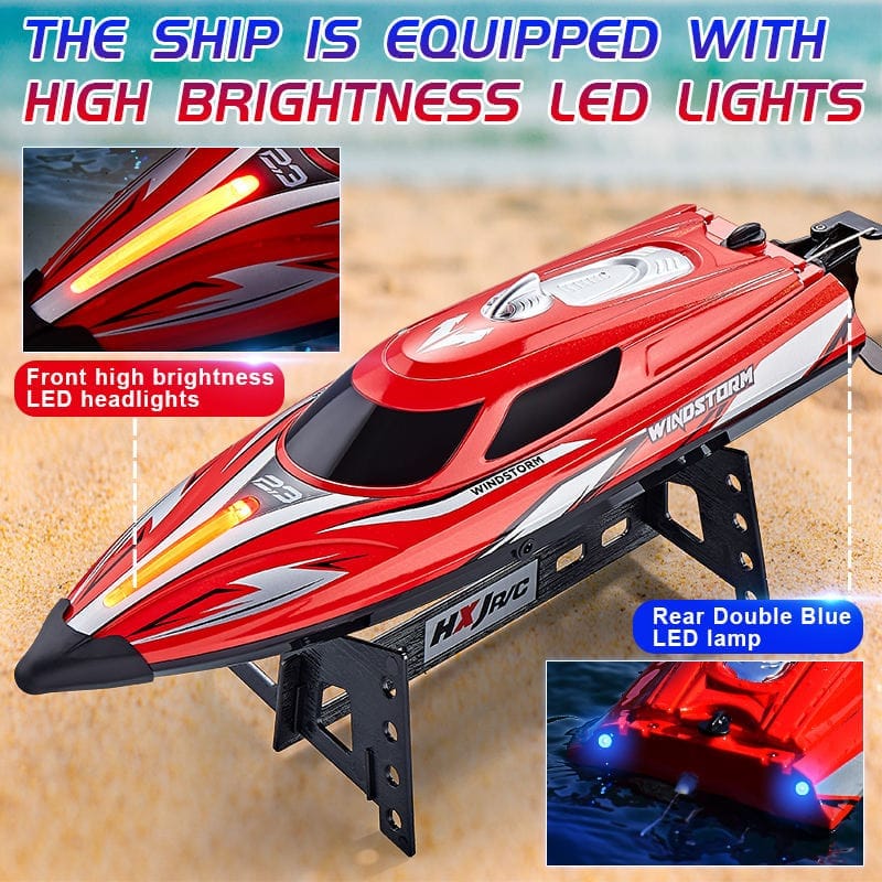 HJ823 25KM Waterproof Anti-Collision 2025 Model New Overturning Remote Control Electric Yacht LED Lights RC Speed Boat - Image 4