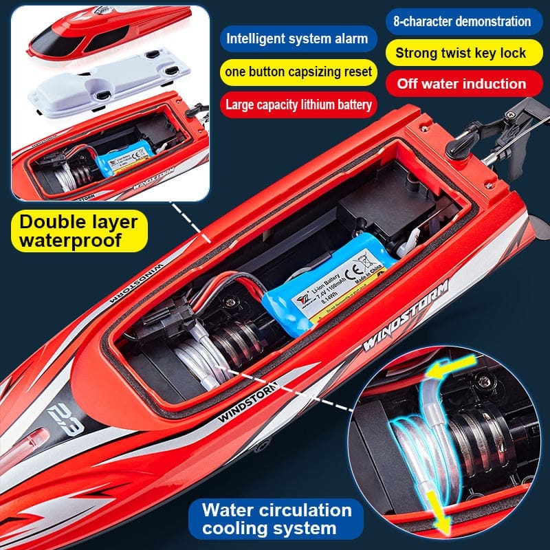 HJ823 25KM Waterproof Anti-Collision 2025 Model New Overturning Remote Control Electric Yacht LED Lights RC Speed Boat - Image 5