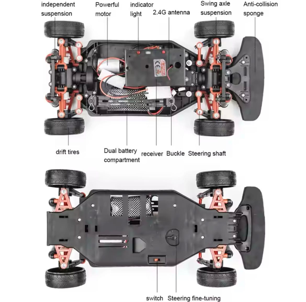 1:10 70km/h High-speed Drift Remote Control Car 2.4G 4WD Rc Off-road Vehicle Dual-speed Rc Car Children's Christmas Gift - Image 3