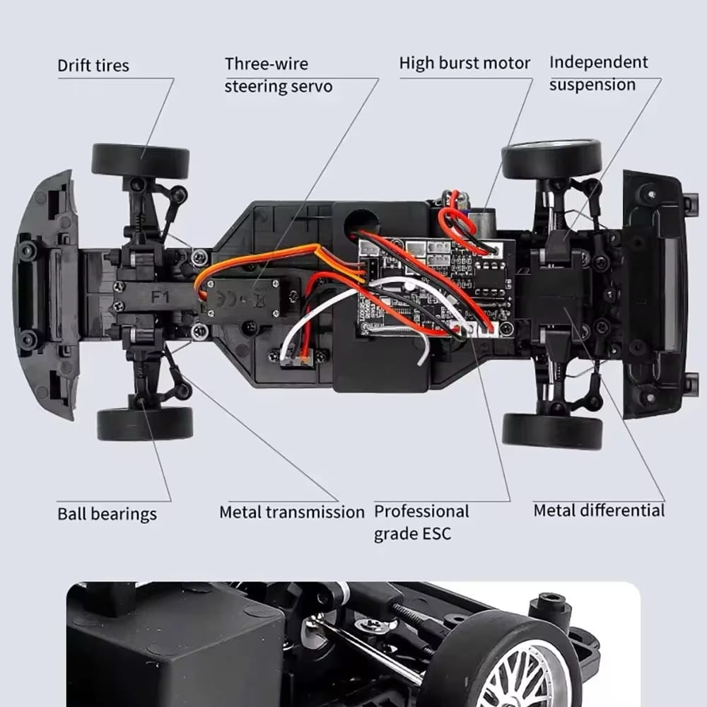 LDRC A99 1/18 RWD RC Car Drift Car Remote Control Racing Vehicles Model with Light System Vehicle Battery Motor ESC RC Toys - Image 4