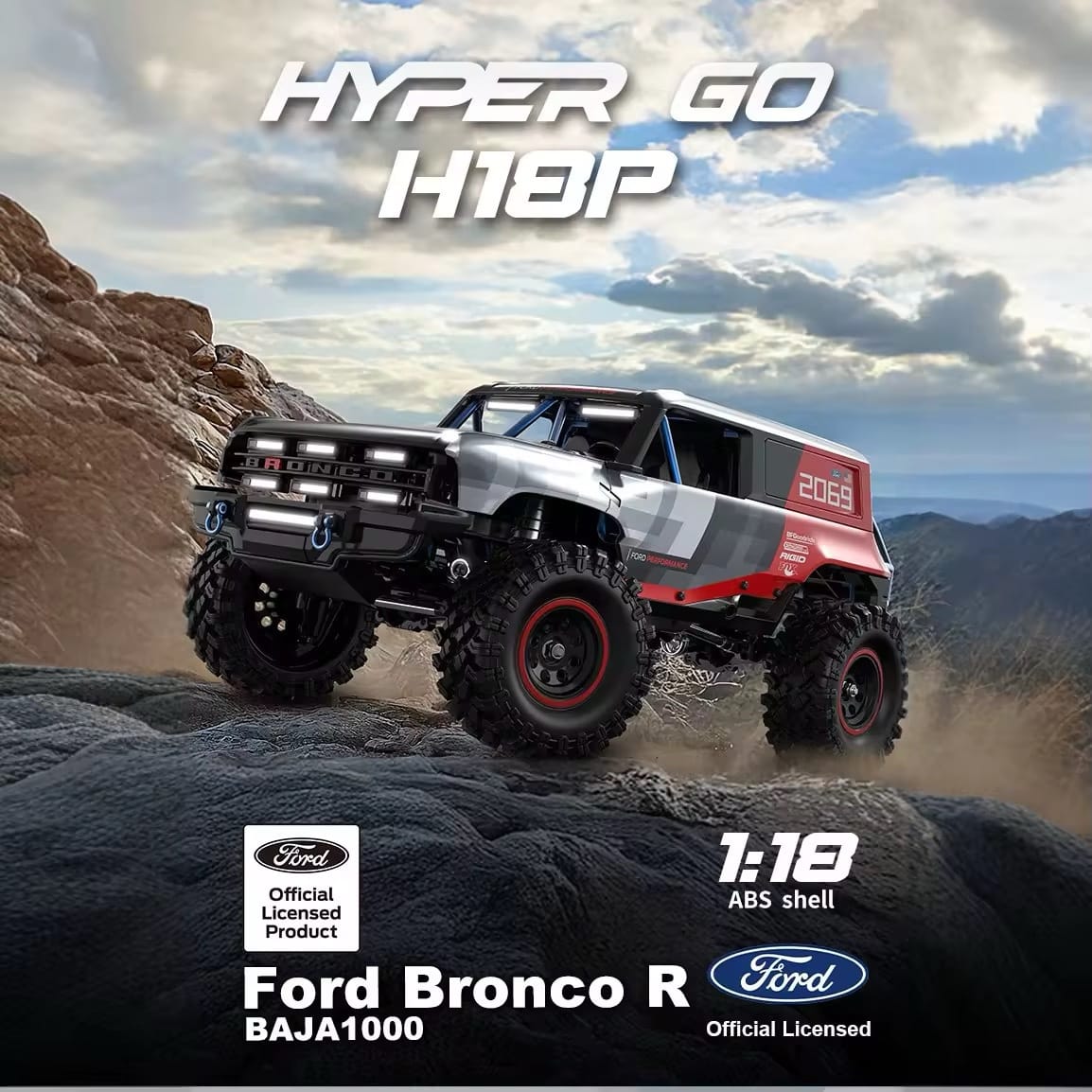 MJX H18P RC Car 1:18 Hyper GO Simulated Ford Bronco Brushless Electric RC Cars All Terrain 4WD Off Road Climbing Vehicle Toys