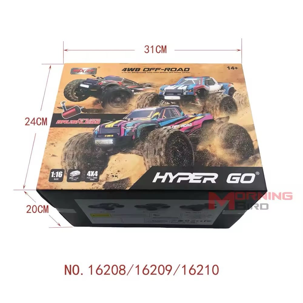 MJX Hyper Go 16209 1/16 Brushless 4WD Monster Truck – 2S/3S Battery Option | High Speed Off-Road RC Car - Image 3