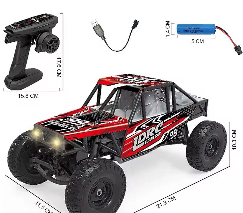 Pro Remote Control Climbing Car 4Wd For LDRC Rc Car 18499 1/18 Professional Pipe Rack Vehicle Model Red - Image 6