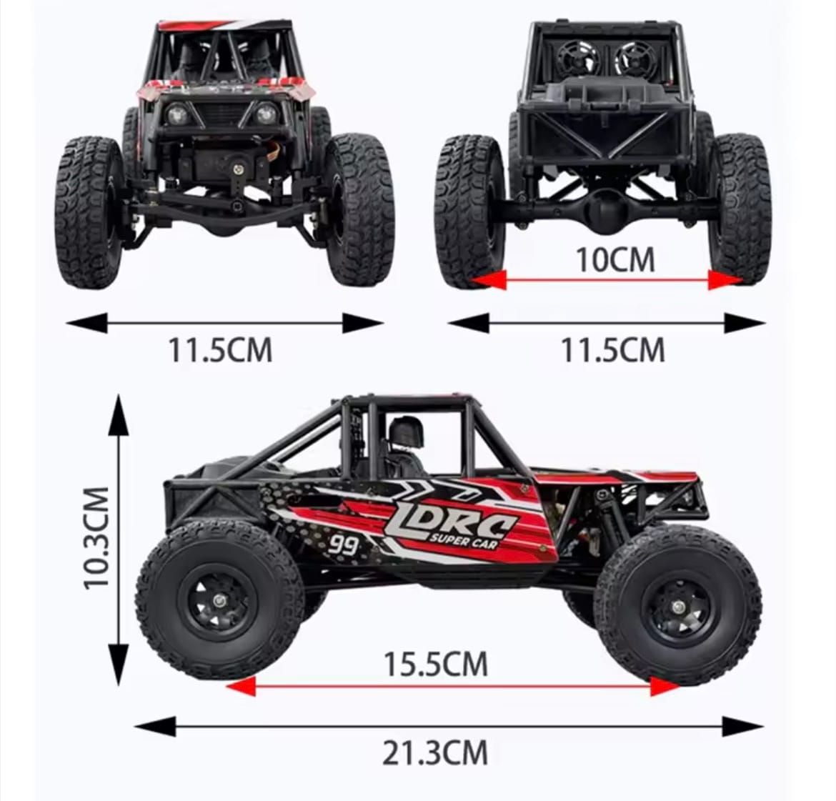 Pro Remote Control Climbing Car 4Wd For LDRC Rc Car 18499 1/18 Professional Pipe Rack Vehicle Model Red - Image 2