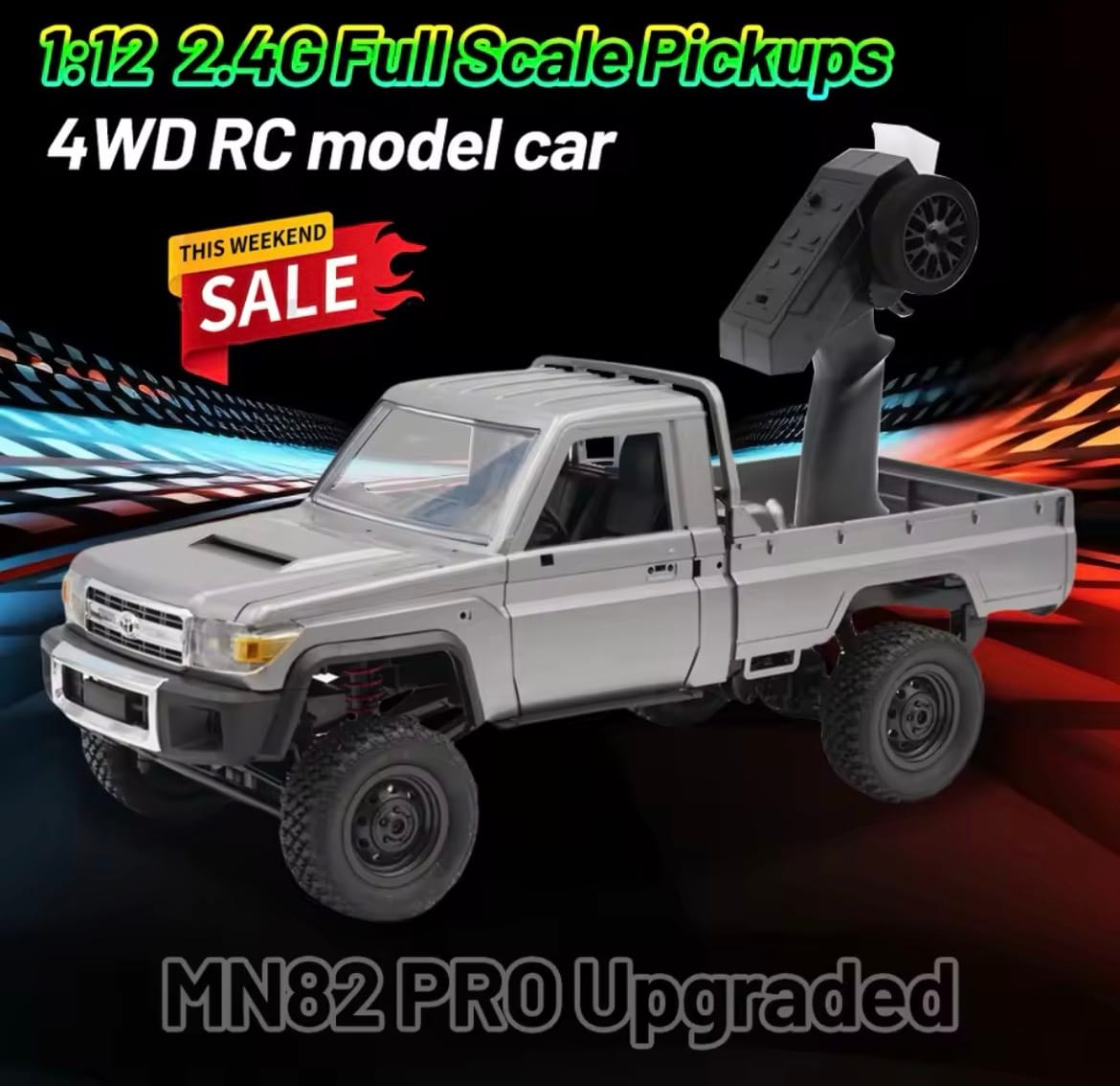 Upgraded Version 1:12 Full Scale RC CAR MN82 PRO Controllable Headlight 4WD LC79 Remote Control Pickup Truck Model Electric Toy - Image 2