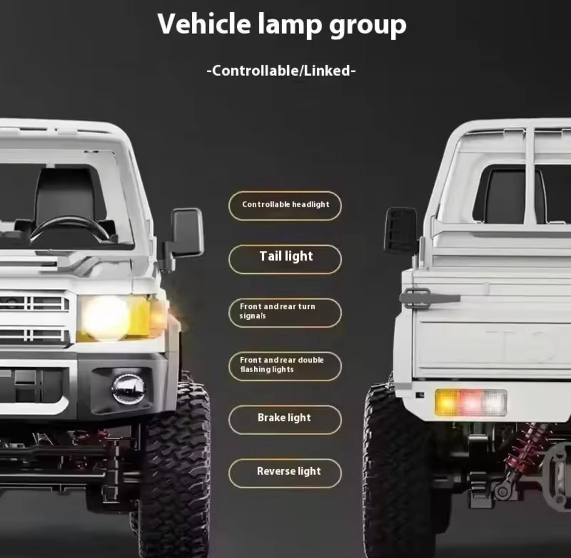 Upgraded Version 1:12 Full Scale RC CAR MN82 PRO Controllable Headlight 4WD LC79 Remote Control Pickup Truck Model Electric Toy - Image 3