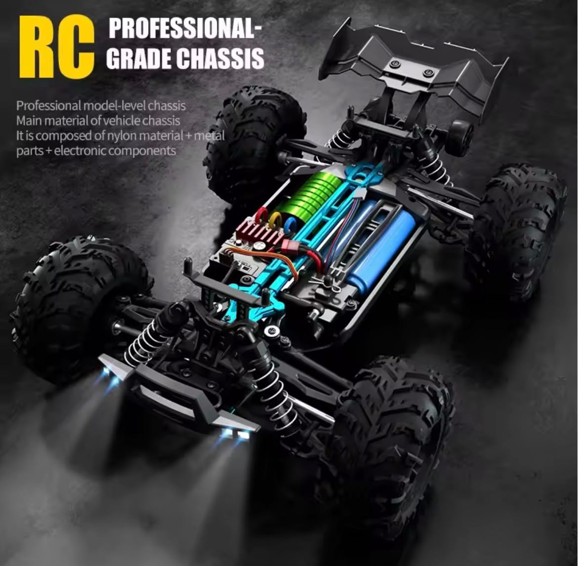 RC Car Off Road 4x4 High Speed 70KM/H Brushless 1/16 Monster Truck with LED Headlight - Image 3