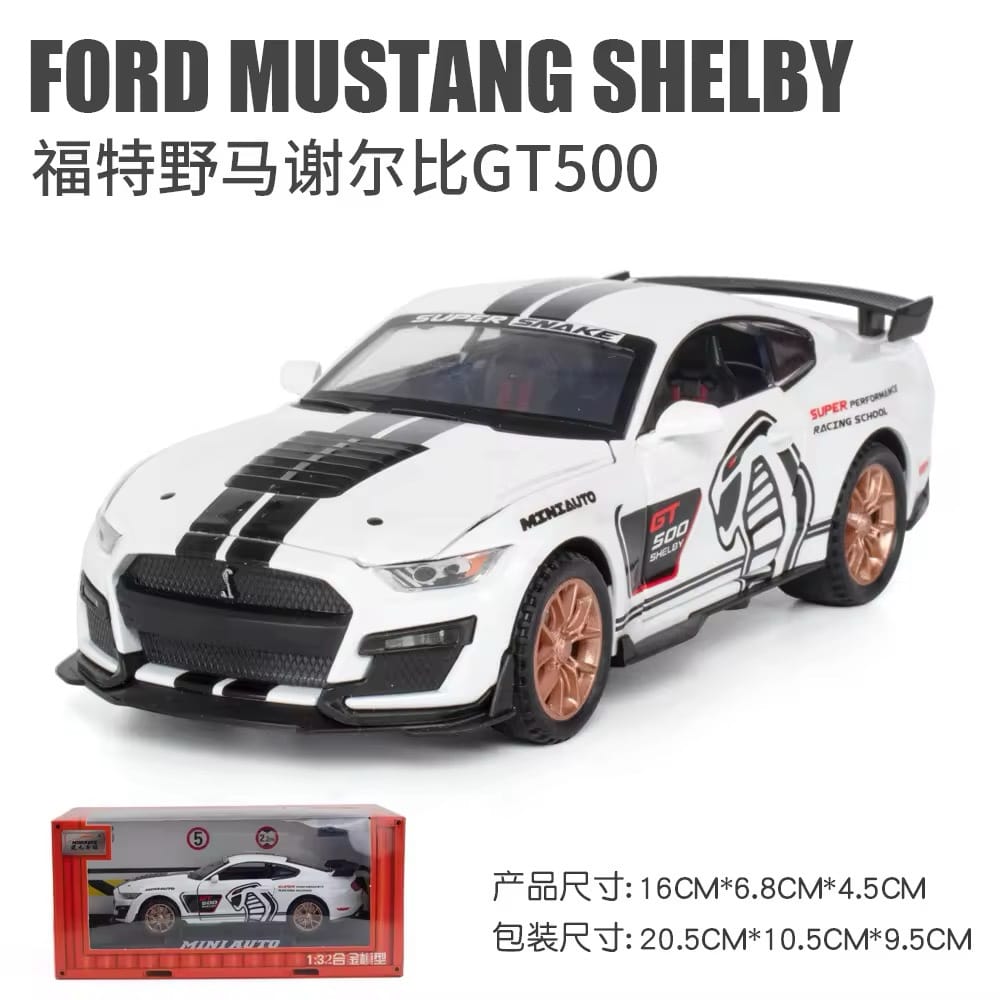 Diecast Model Cars 1:32 Ford MUSTANG SHELBY
GT500 Alloy Car Model with Sound and Light Pullback
Metal Car Model Toys Doors Open