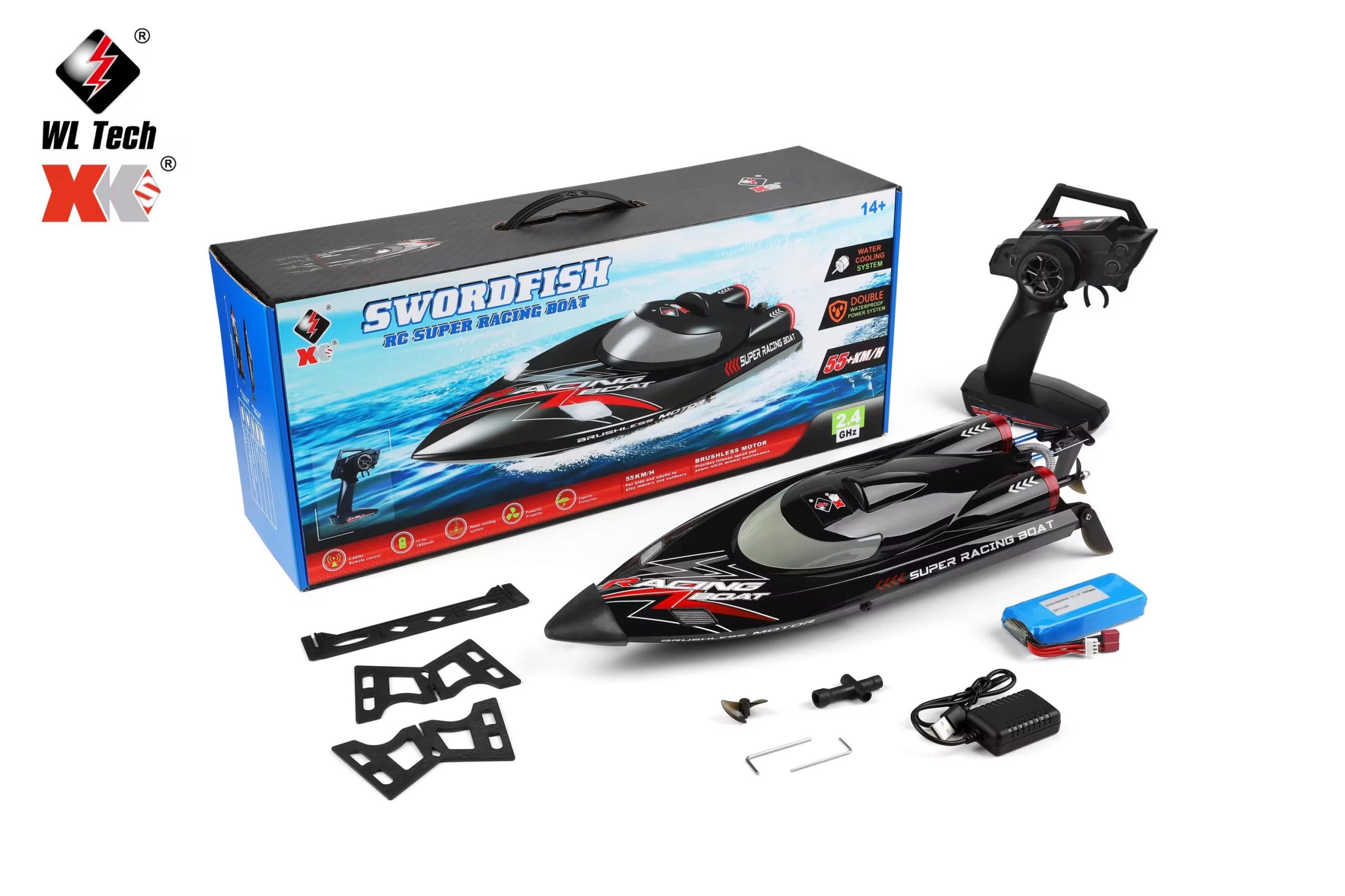NEW XK WLToys WL916 RC Boat 2.4GHz 4CH High Speed Boat Waterproof 55KM/H High Speed Brushless
Motor Radio Control Boat Toys
